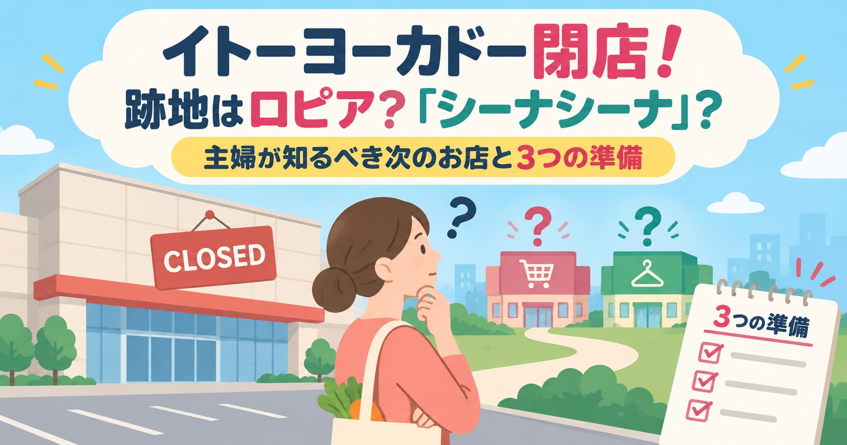 イトーヨーカドー閉店！跡地はロピア？「シーナシーナ」？主婦が知るべき次のお店と3つの準備