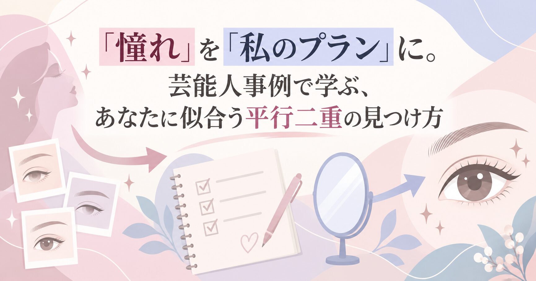 「憧れ」を「私のプラン」に。芸能人事例で学ぶ、あなたに似合う平行二重の見つけ方