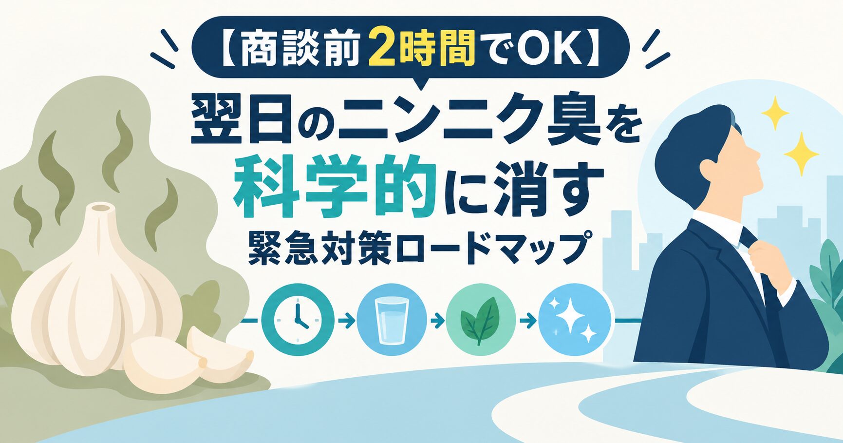 【商談前2時間でOK】翌日のニンニク臭を科学的に消す緊急対策ロードマップ