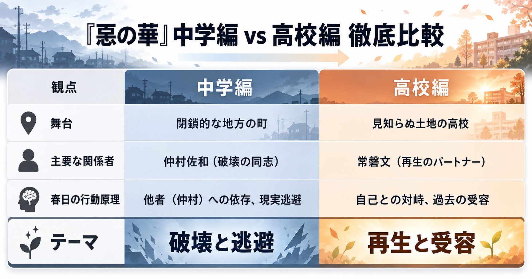 『惡の華』中学編 vs 高校編 徹底比較