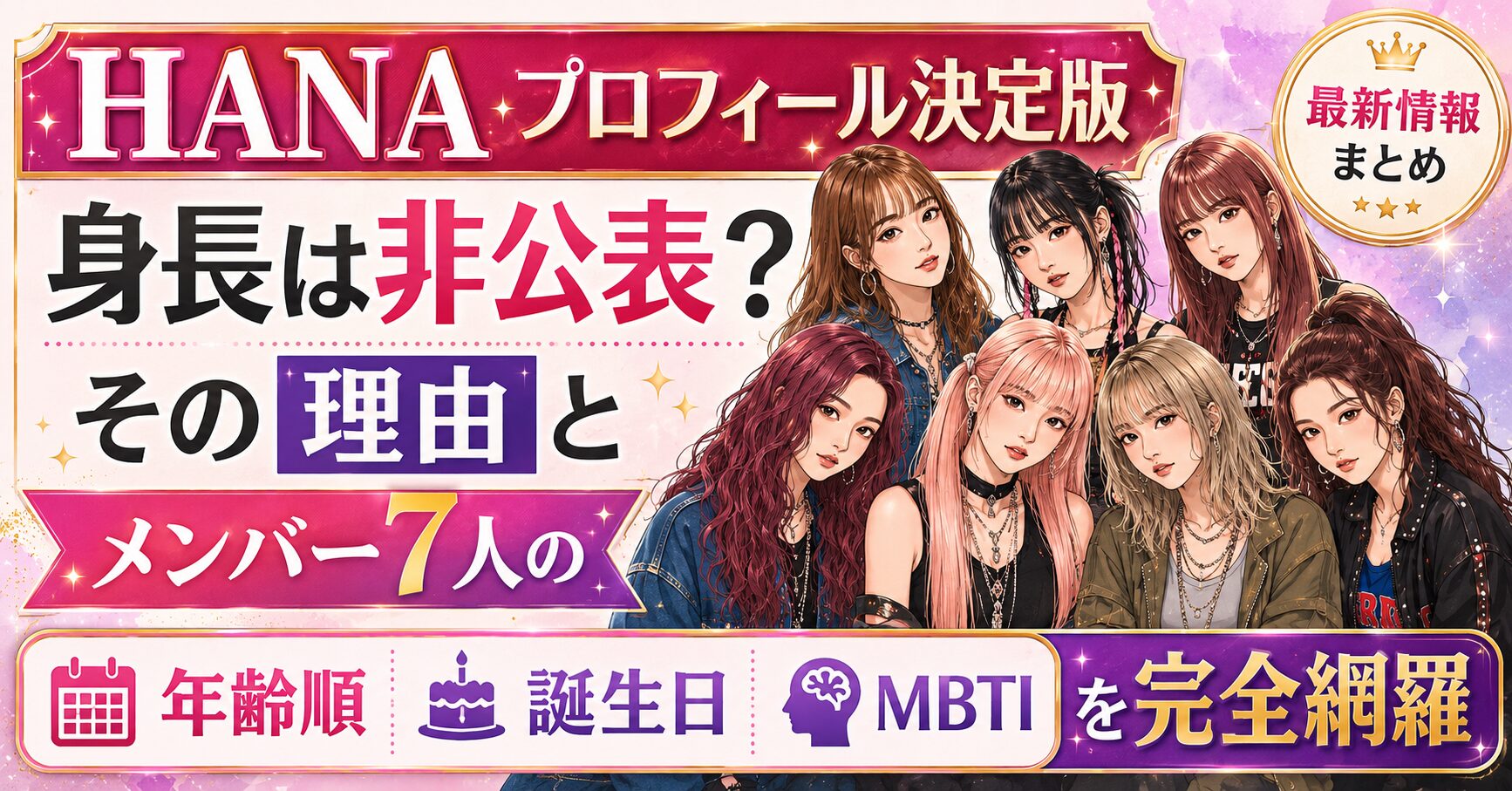 【HANAプロフィール決定版】身長は非公表？その理由とメンバー7人の年齢順・誕生日・MBTIを完全網羅