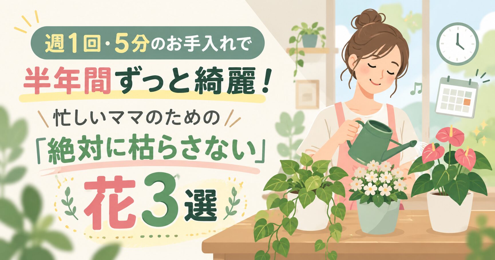 週1回・5分のお手入れで半年間ずっと綺麗！忙しいママのための「絶対に枯らさない」花3選