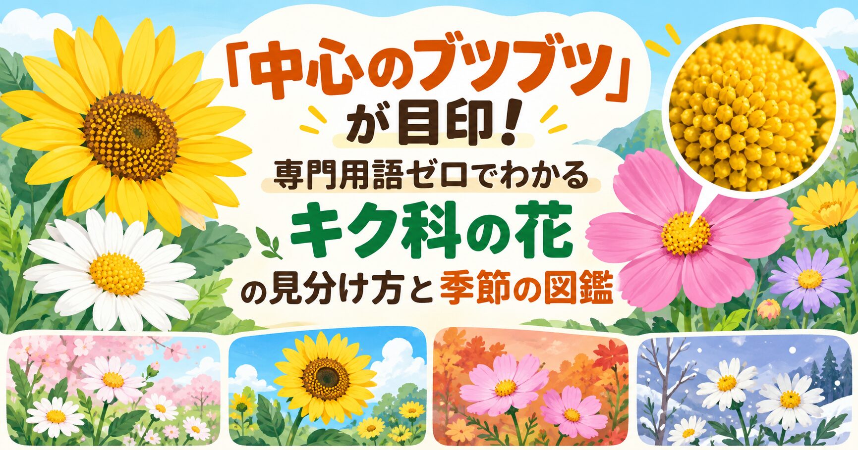 「中心のブツブツ」が目印！専門用語ゼロでわかるキク科の花の見分け方と季節の図鑑