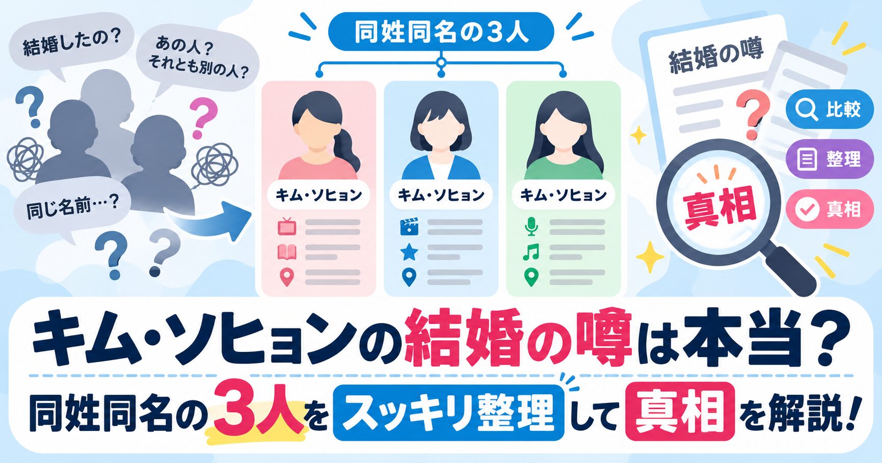 キム・ソヒョンの結婚の噂は本当？同姓同名の3人をスッキリ整理して真相を解説！
