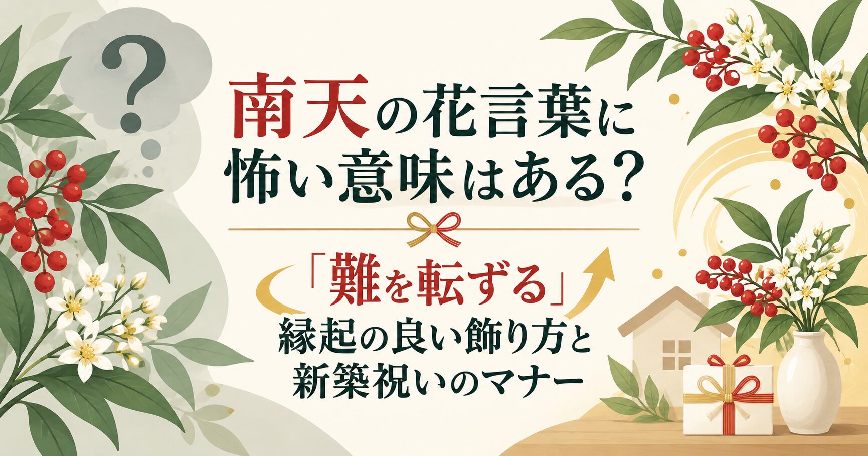 南天の花言葉に怖い意味はある？「難を転ずる」縁起の良い飾り方と新築祝いのマナー