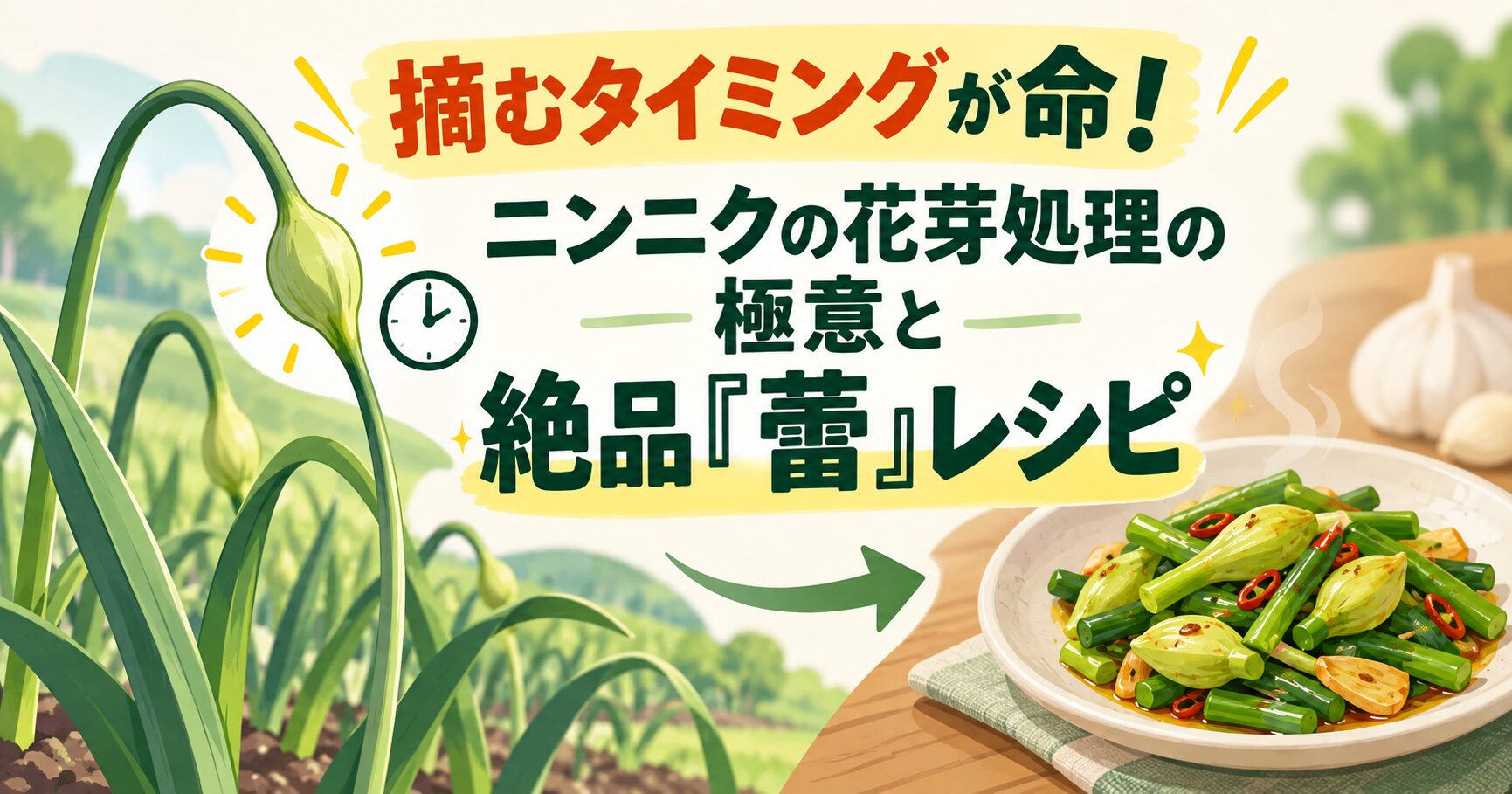 摘むタイミングが命！ニンニクの花芽処理の極意と絶品「蕾」レシピ