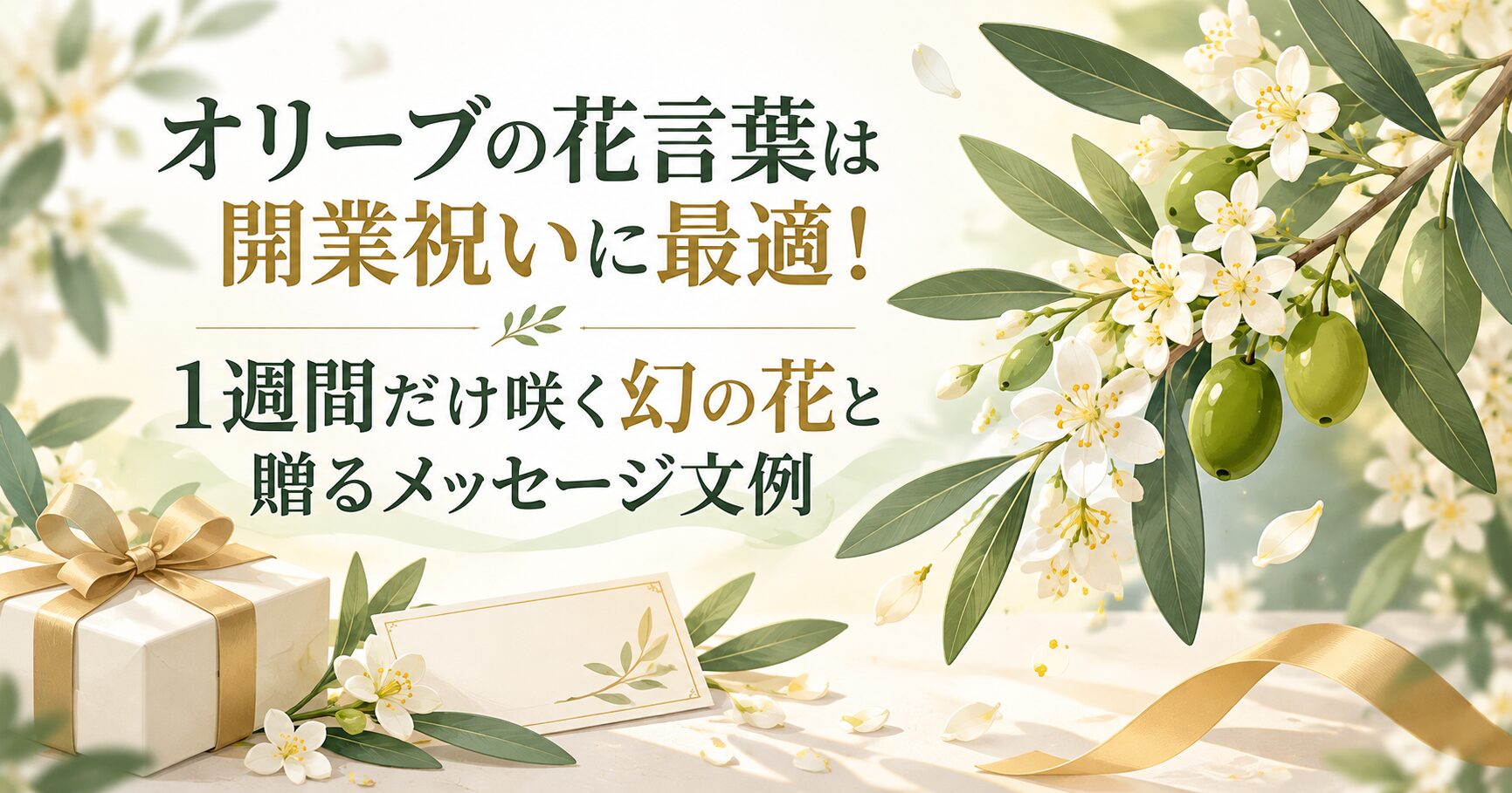 オリーブの花言葉は開業祝いに最適！1週間だけ咲く幻の花と贈るメッセージ文例