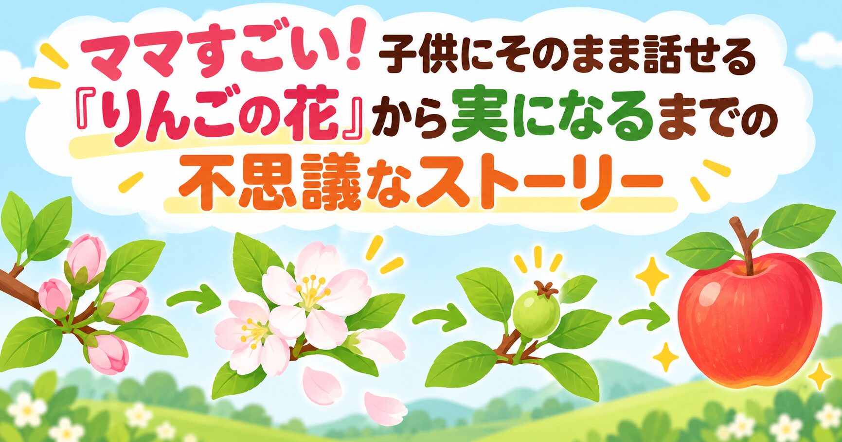 ママすごい！子供にそのまま話せる「りんごの花」から実になるまでの不思議なストーリー