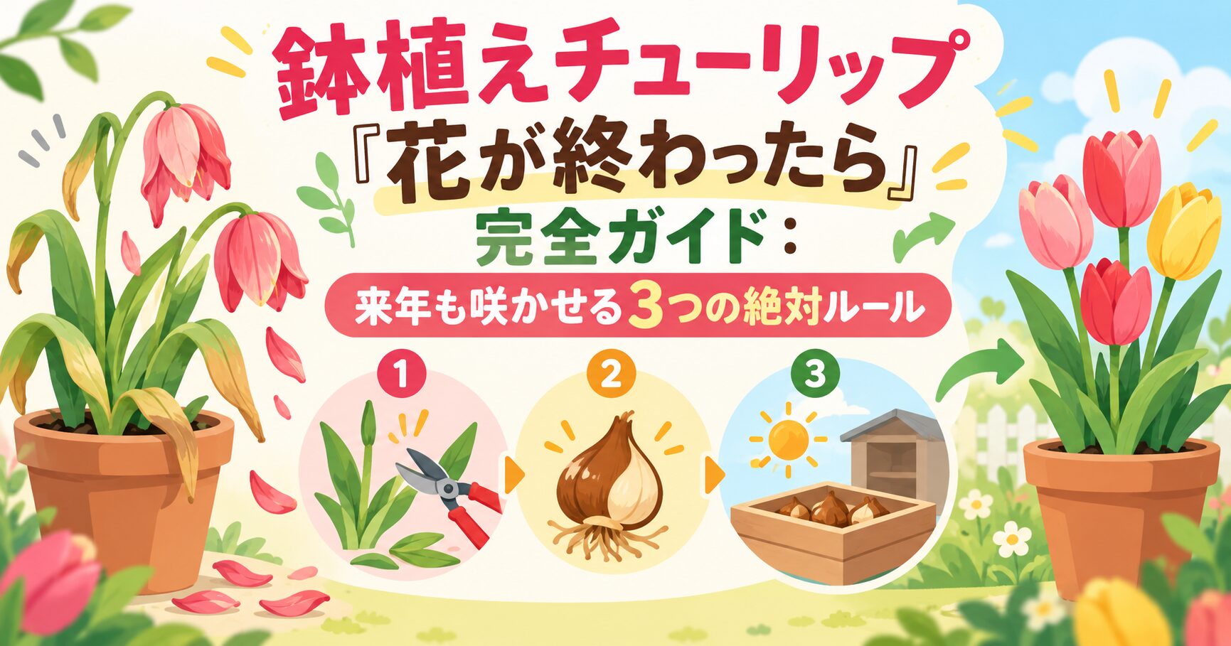 鉢植えチューリップ「花が終わったら」完全ガイド：来年も咲かせる3つの絶対ルール